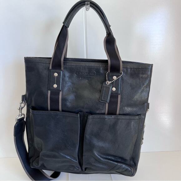 Coach Heritage Web Leather Foldover Tote - Picture 1 of 14